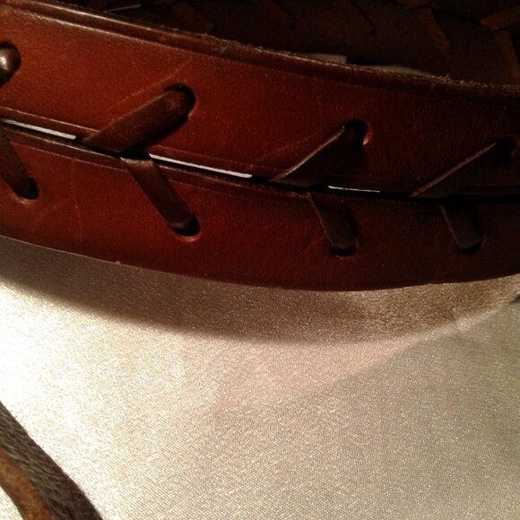 Ralph Lauren Dark Brown Leather Belt - X Stitching - Lauren on buckle! main image 6